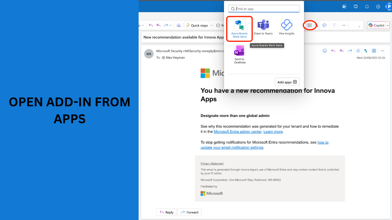 Open Add-in from Apps