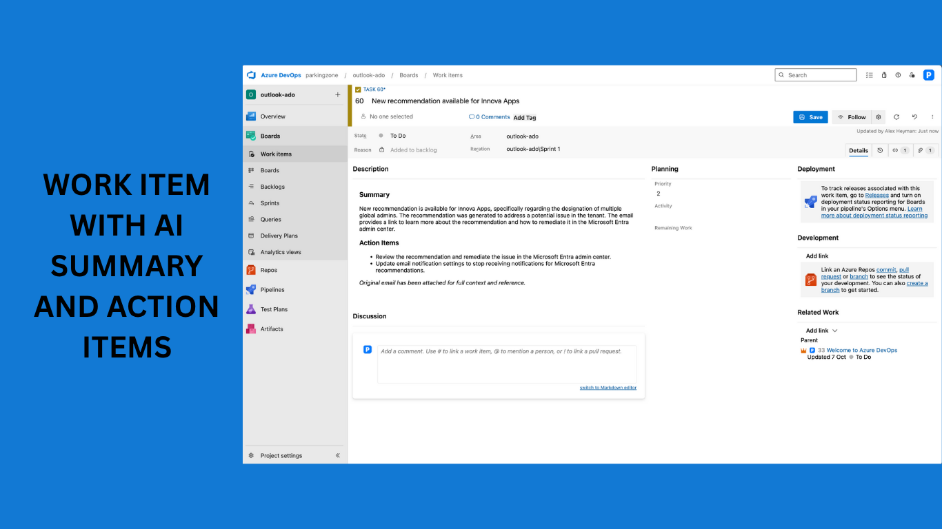 Work Item with AI Summary and Action Items