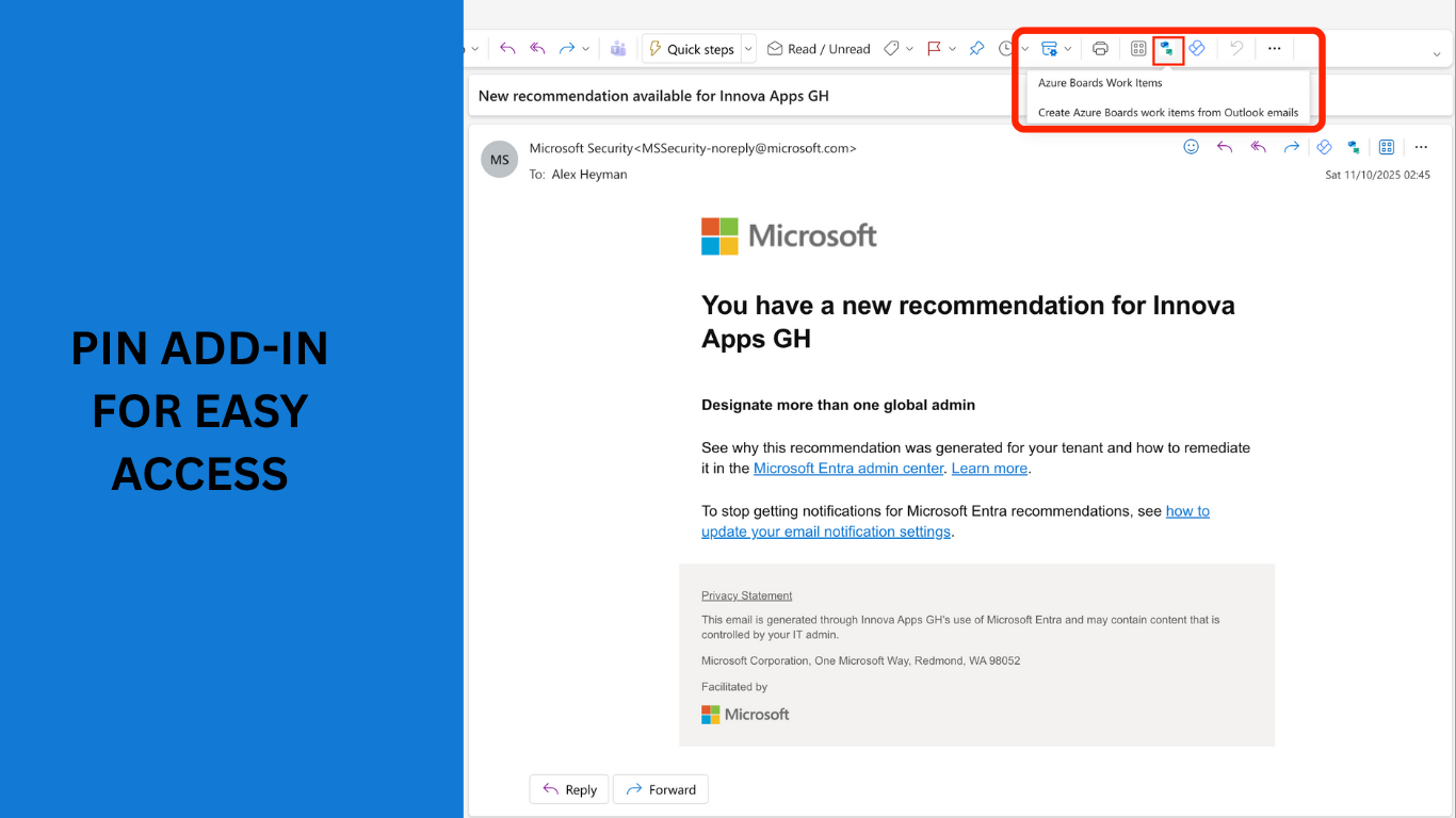 Pin Add-in for Easy Access