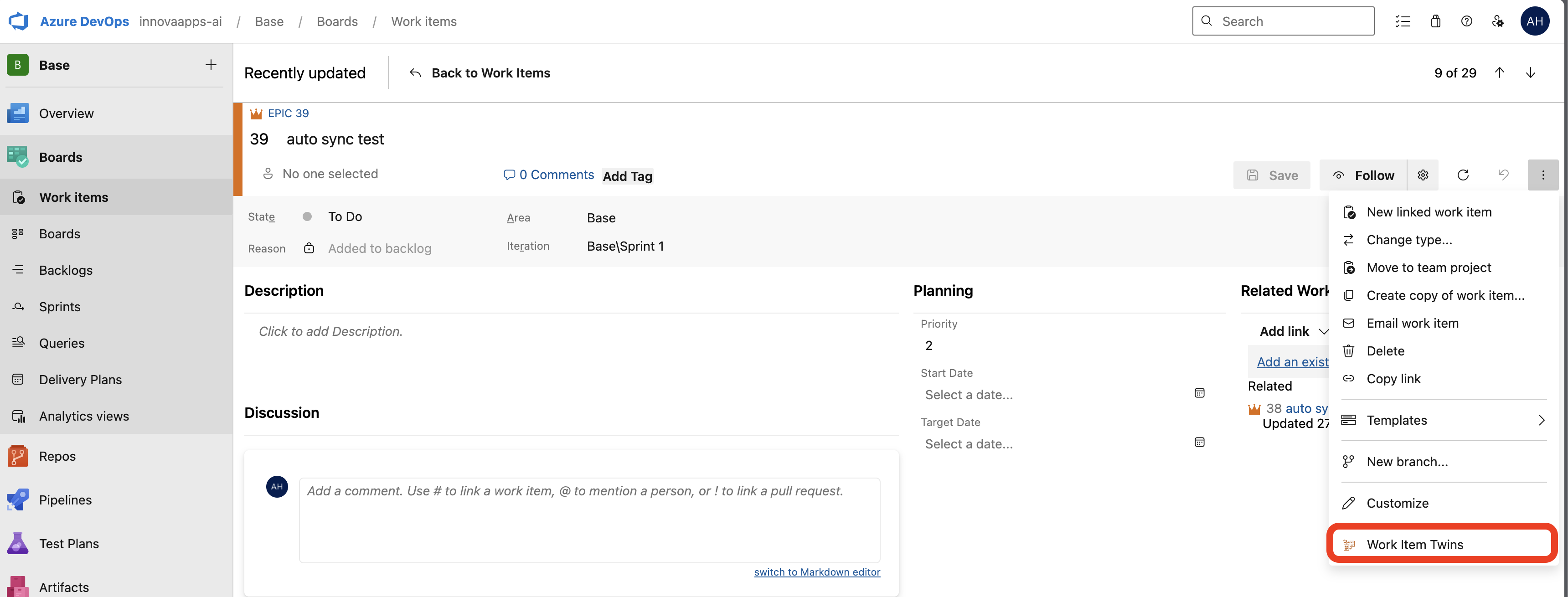 Work Item Twins Extension