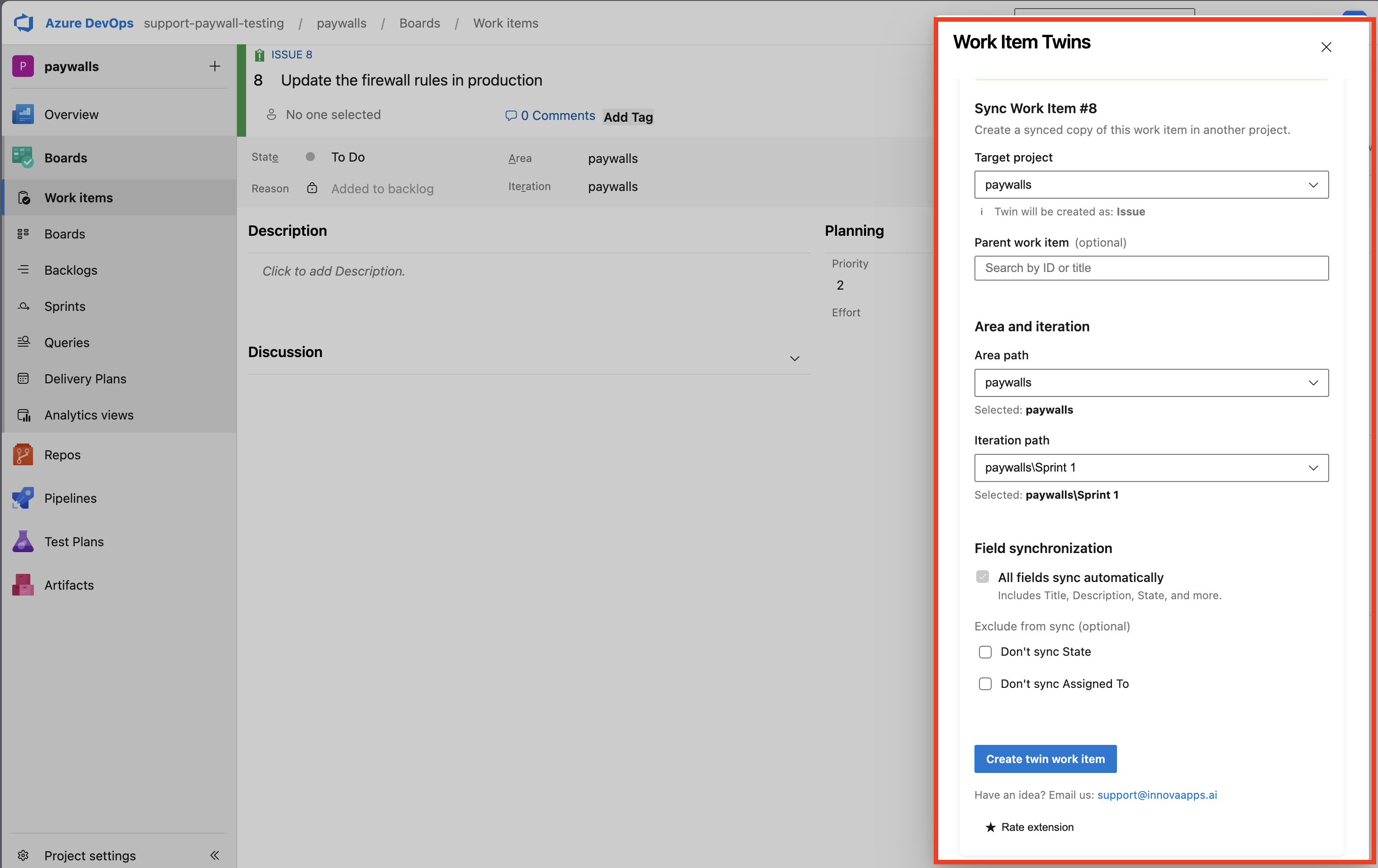 Work Item Twins Extension